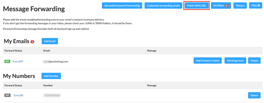 How to make the MMS URL in forwarded messages public