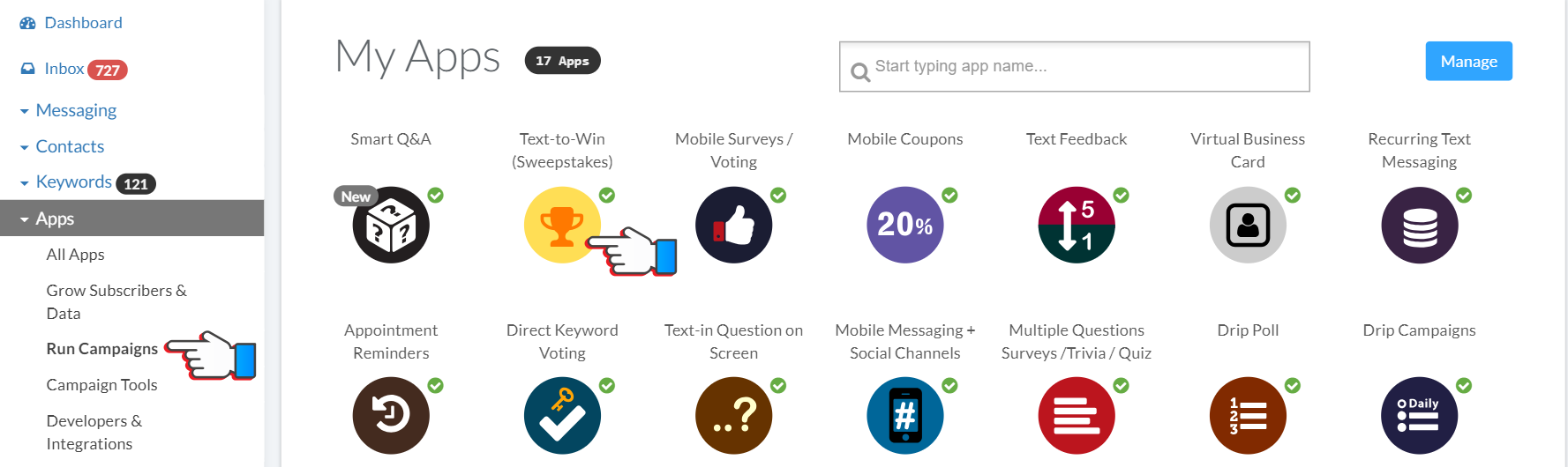 Mobile Sweepstakes and Text 2 Win Campaigns on ProTexting platform