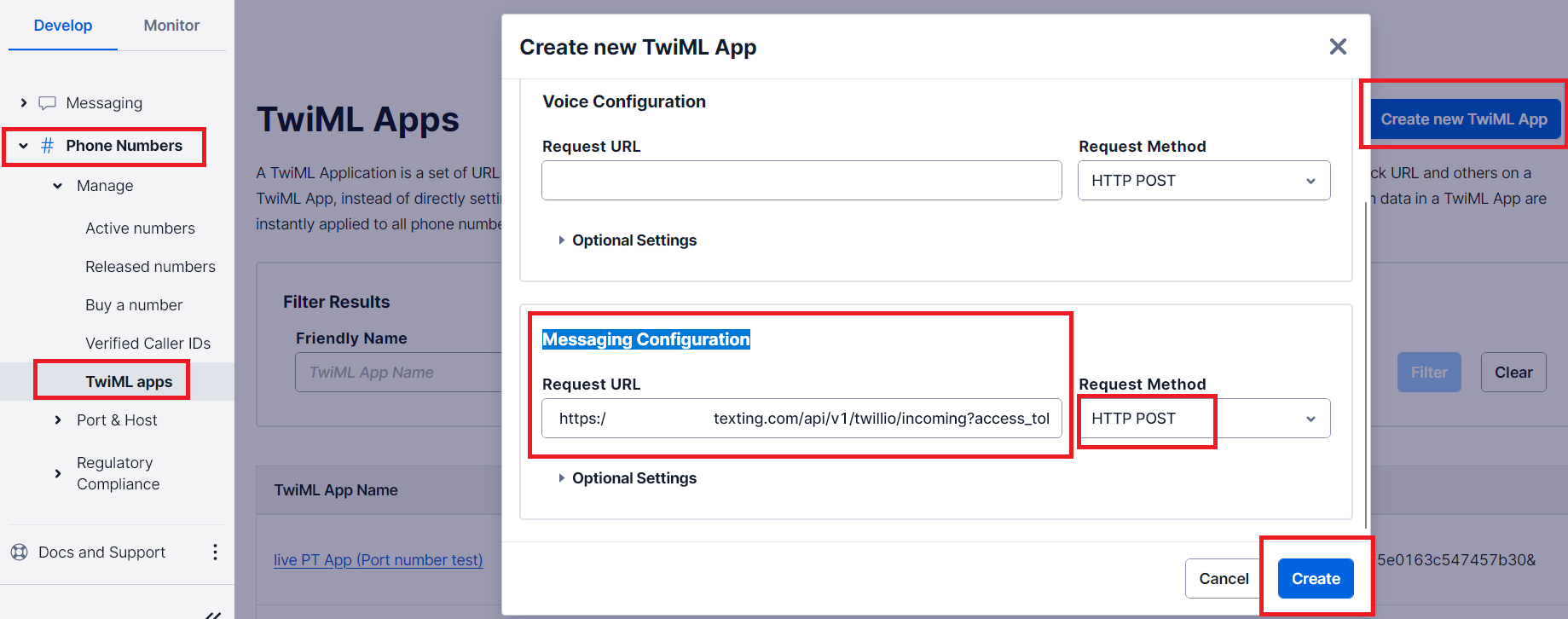 Add TwiML App in Twilio