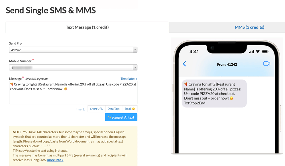 AI feature in sms